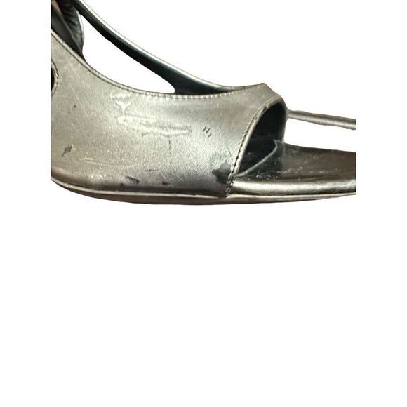 Balenciaga Leather Slingback Sandals  Metallic Sandals, Shoes Size 361/2 US 6 - Picture 4 of 8